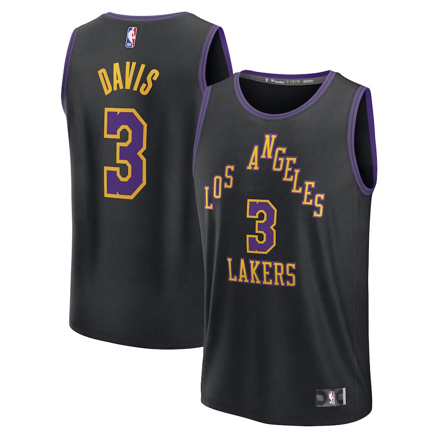 Men Los Angeles Lakers #3 Anthony Davis Fanatics Branded Black City Edition 2023-24 Fast Break NBA Jersey